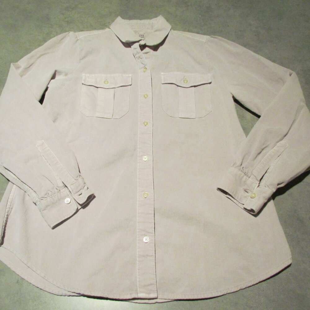 Gap shirt Womens Medium Corduroy lavender purple Button Down Mini Cord